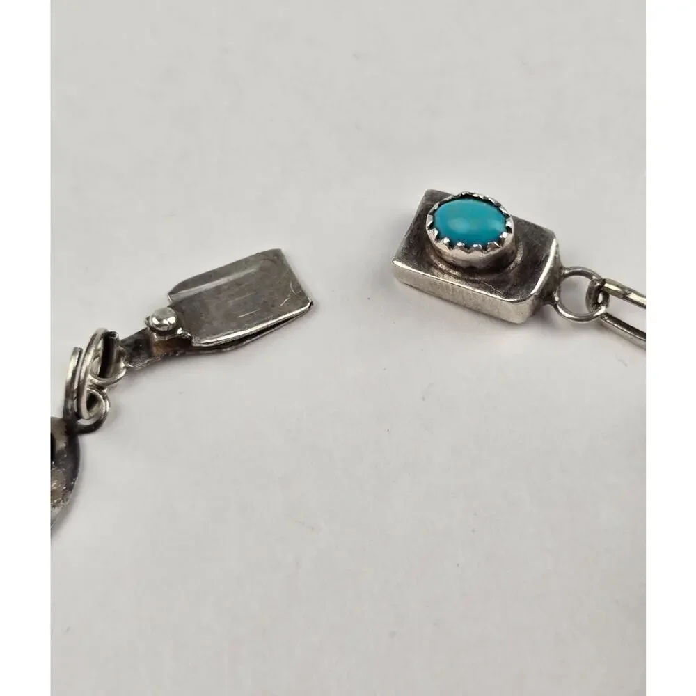 2x Navajo DY Sterling Bear paw Turquoise Repurposed Bracelet links 8
